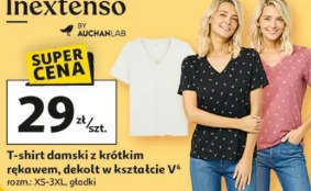 T-shirt damski z krótkim rękawem, dekolt w kształcie V