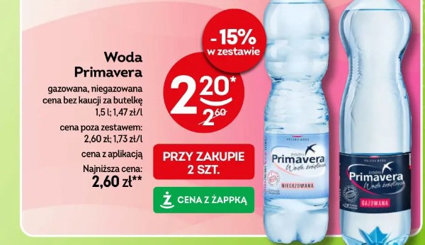 Woda Primavera gazowana, niegazowana