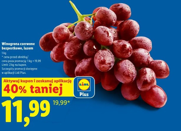 Winogrona czerwone bezpestkowe