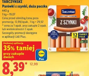 Tarczyński Parówki z szynki, duża paczka