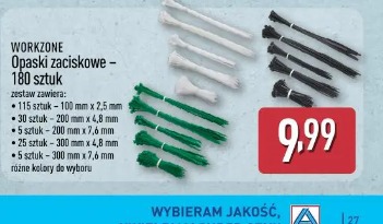 Workzone Opaski zaciskowe – 180 sztuk