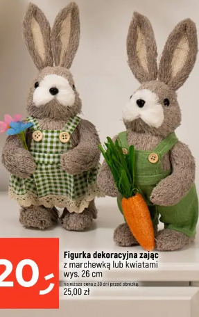 Figurka dekoracyjna zając z marchewką lub kwiatami