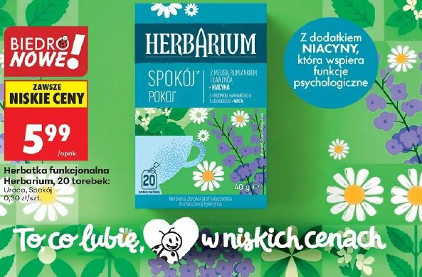 Herbatka funkcjonalna Herbarrium, 20 torebek: Uroda, Spokój