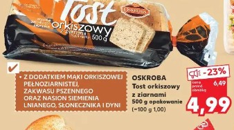 Oskroba Tost orkiszowy z ziarnami