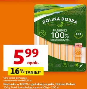 Parówki 100% z polskiej szynki Dolina Dobra