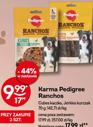 Karma Pedigree Ranchos Cubes kaczka, Jerkies kurczak
