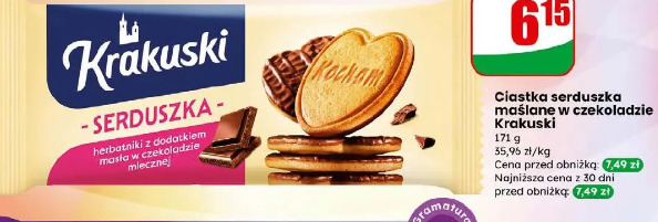 Serduszka maślane w czekoladzie ciastka Krakuski