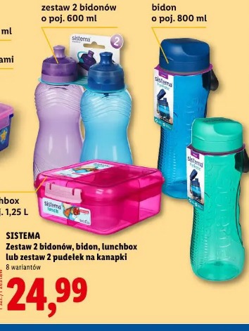 SISTEMA Zestaw 2 bidonów, bidon, lunchbox lub zestaw 2 pudełek na kanapki