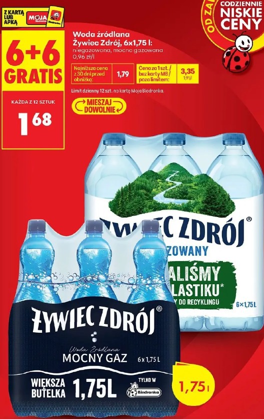 Woda źródlana Żywiec Zdrój niegazowana, mocno gazowana
