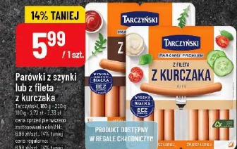 Parówki z szynki lub z fileta z kurczaka Tarczyński