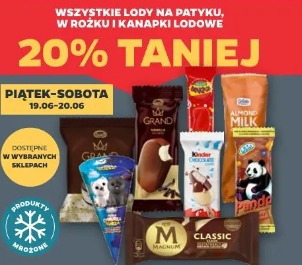 Wszystkie lody na patyku, w rożku i kanapki lodowe