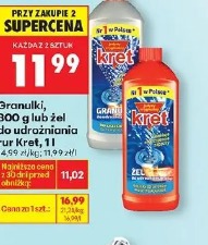 Granulki, 800 g lub żel do udrożniania rur Kret