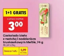 Czekolada biała z matchą i nadzieniem truskawkowym Meltie