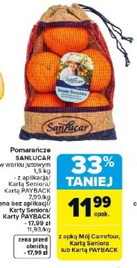 Pomarańcze Sanlucar w worku jutowym