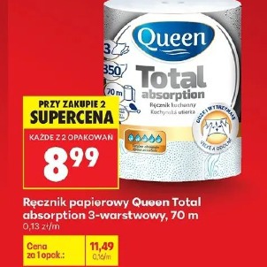 Ręcznik papierowy Queen Total absorption 3-warstwowy, 70 m