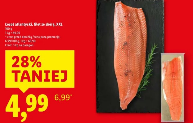 Łosoś atlantycki, filet ze skórą, XXL