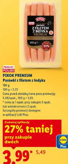 Pikok Premium Parówki z filetem z indyka