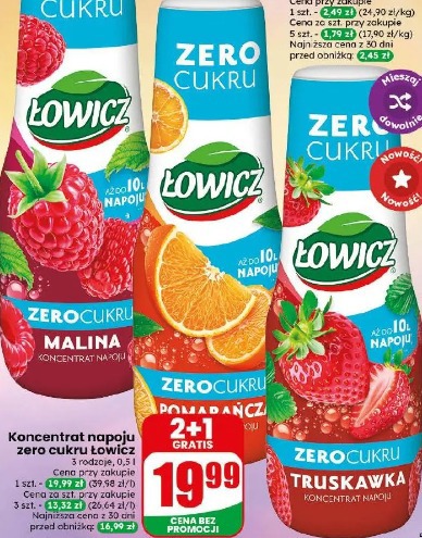 Koncentrat napoju zero cukru Łowicz truskawka