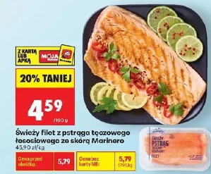 Świeży filet z pstrąga tęczowego łososiowego ze skórą Marinero