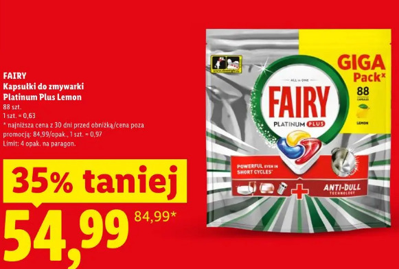 Fairy kapsułki do zmywarki Platinum Plus Lemon