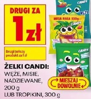 Żelki Candi węże, misie, nadziewane lub tropikini