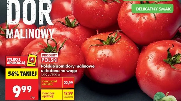 Polskie pomidory malinowe układane na wagę