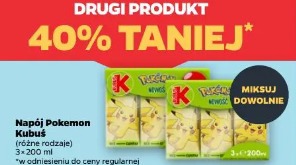 Napój Pokemon Kubuś drugi produkt 40% taniej