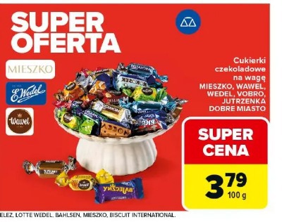 Cukierki czekoladowe na wage Mieszko, Wawel, Wedel, Vobro, Jutrzenka, Dobre Miasto