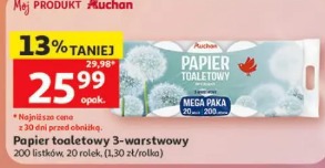 Papier toaletowy 3-warstwowy Auchan
