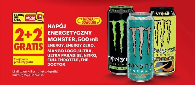 Napój energetyczny Monster: Energy, Energy Zero, Mango Loco, Ultra, Ultra Paradise, Nitro, Full Throttle, The Doctor