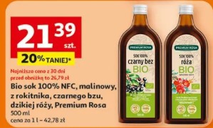 Bio sok 100% NFC, malinowy, z rokitnika, czarnego bzu, dzikiej róży, Premium Rosa