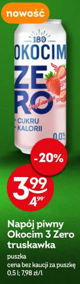 Napój piwny Okocim 3 Zero truskawka