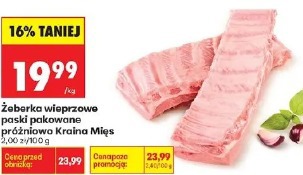 Żeberka wieprzowe paski pakowane próżniowo Kraina Mięs