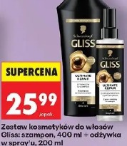 Zestaw kosmetyków do włosów Gliss: szampon + odżywka w sprayu