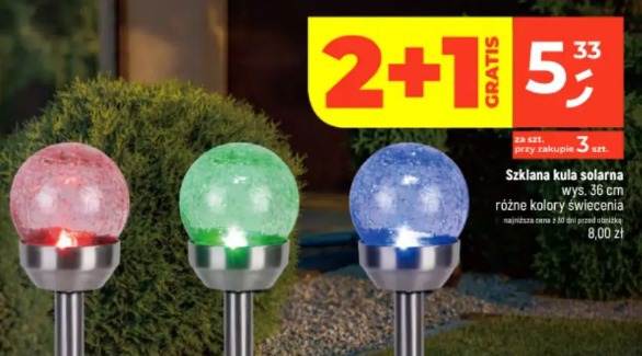 Szklana kula solarna wys. 36 cm różne kolory świecenia