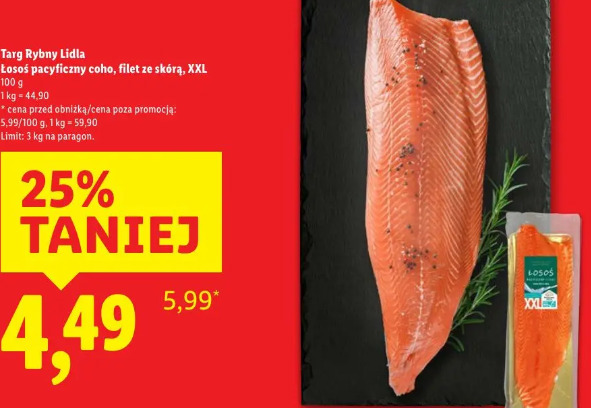 Łosoś pacyficzny coho filet ze skórą Targ Rybny Lidla