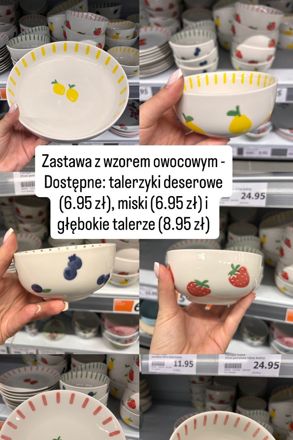 Zastawa z wzorem owocowym talerzyk deserowy