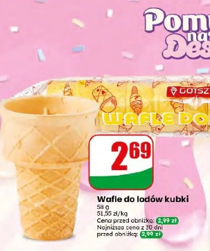 Wafle do lodów kubki Gotszlik