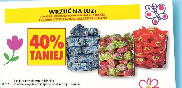 Cukierki czekoladowe Michałki z Hanki, cukierki Zozole Muss, galaretka Hellena