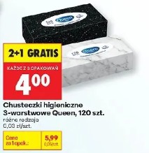 Chusteczki higieniczne 3-warstwowe Queen