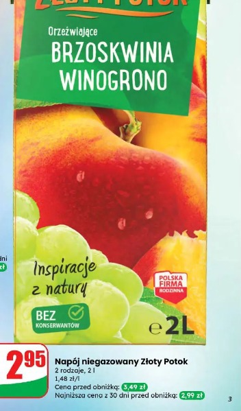 Napój niegazowany Złoty Potok brzoskwinia winogrono