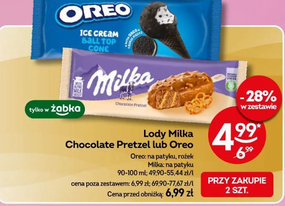 Lody Milka Chocolate Pretzel lub Oreo