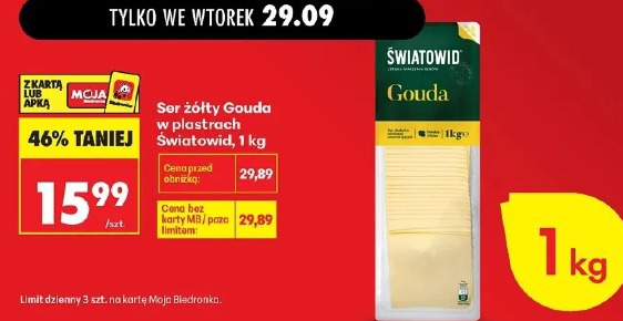 Ser żółty Gouda w plastrach Światowid