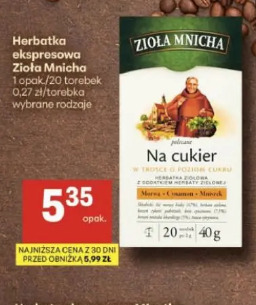 Herbatka ekspresowa Zioła Mnicha Na cukier