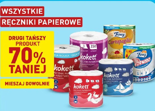 Wszystkie ręczniki papierowe drugi tańszy produkt 70%taniej