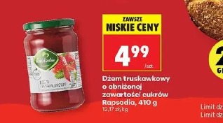 Dżem truskawkowy o obniżonej zawartości cukrów Rapsodia