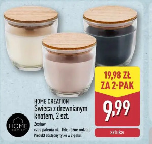 Home Creation Świeca z drewnianym knotem, 2 szt.