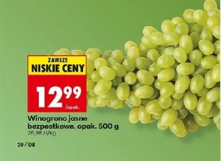 Winogrono jasne bezpestkowe