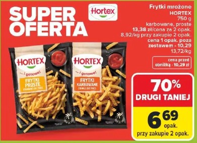 Frytki mrożone HORTEX karbowane, proste 750 g