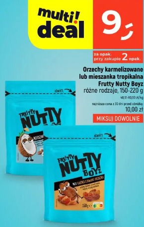 Orzechy karmelizowane lub mieszanka tropikalna Fruity Nutty Boyz różne rodzaje